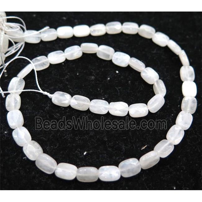 white MoonStone bead, faceted rectangle