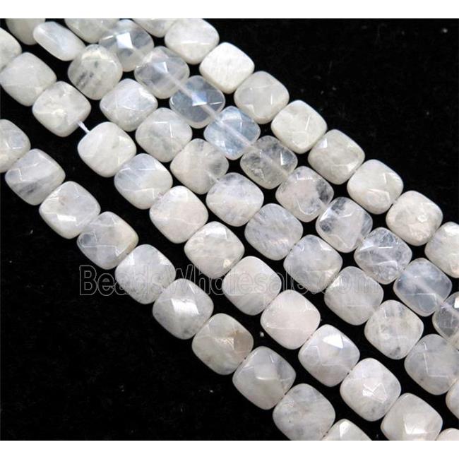 white MoonStone beads, faceted square