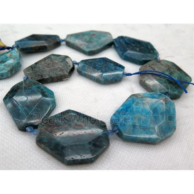 Apatite slice beads, faceted freeform, blue