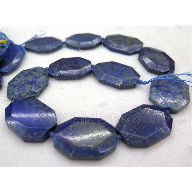 Lapis Lazuli slice bead, faceted freeform, blue