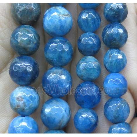 Apatite beads, faceted round, blue