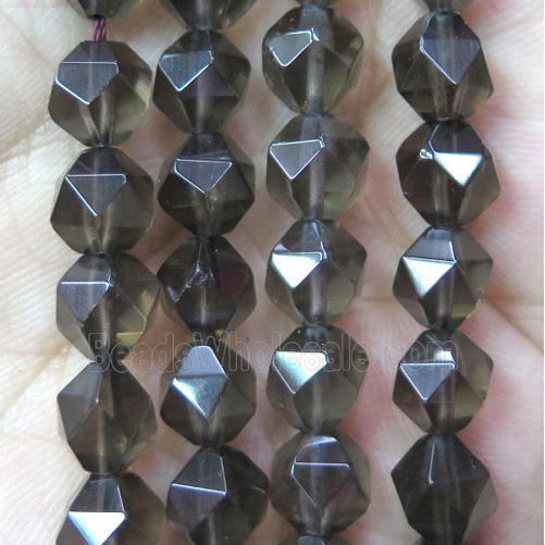 Smoky Quartz beads cut round