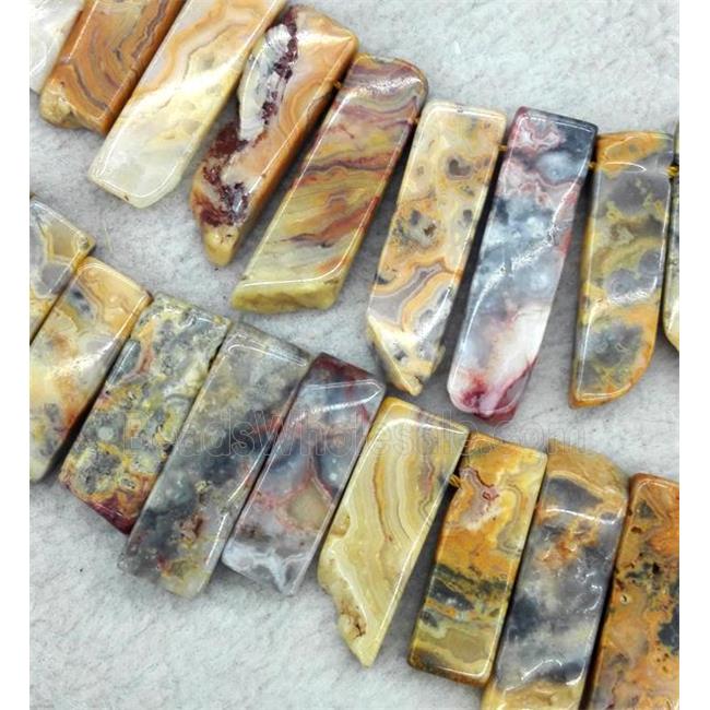crazy agate beads collar, stick, yellow