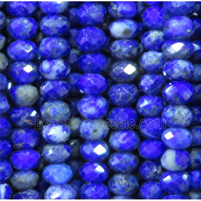 Lapis Lazuli bead, faceted rondelle, blue