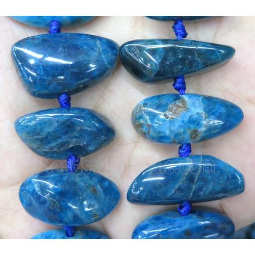 Apatite nugget bead, freeform, blue
