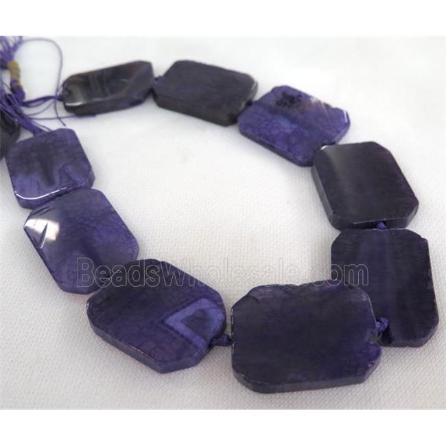 purple agate beads, slice, rectangle
