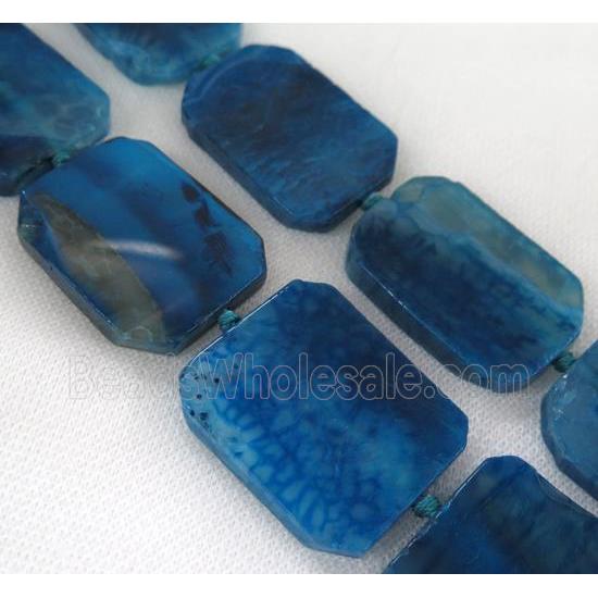blue agate bead, slice, rectangle
