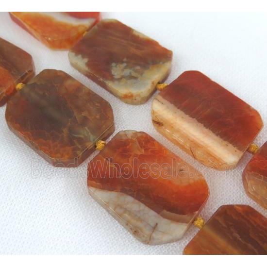 orange agate bead, slice, rectangle