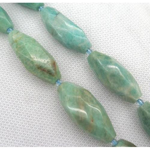 green Amazonite beads, faceted rice
