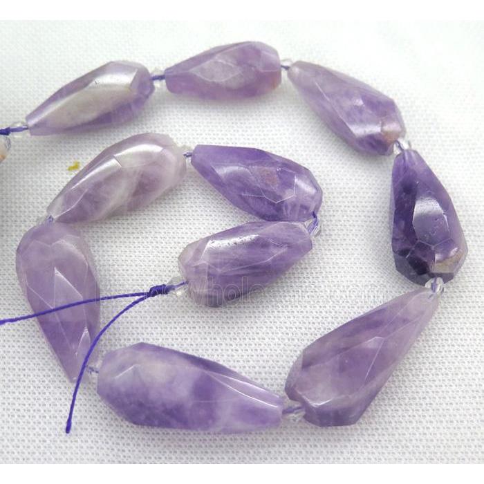 purple Chalcedony beads, faceted teardrop