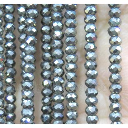tiny pyrite seed beads, faceted rondelle, A grade