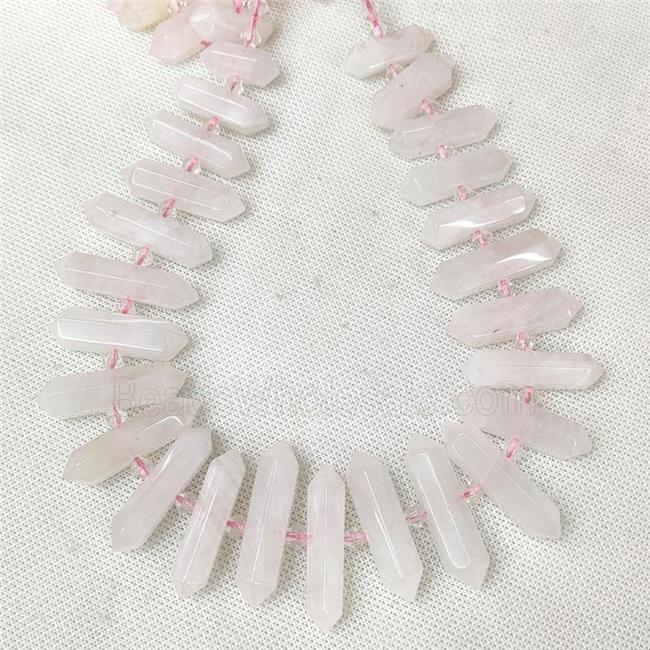 Rose Quartz Bullet Beads, point, pink
