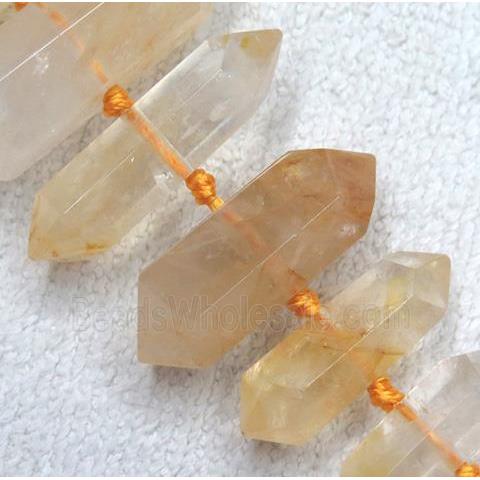 yellow Iron-Quartz Bullet Beads