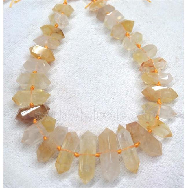 yellow Iron-Quartz Bullet Beads
