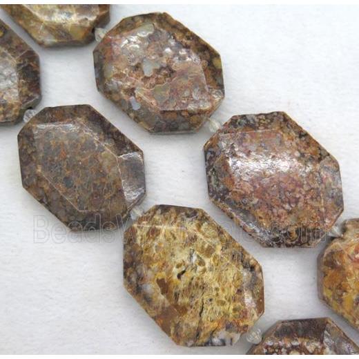 offee opal jasper slice bead, faceted freeform
