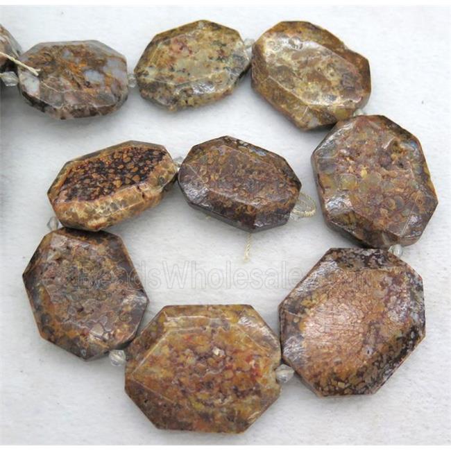 offee opal jasper slice bead, faceted freeform