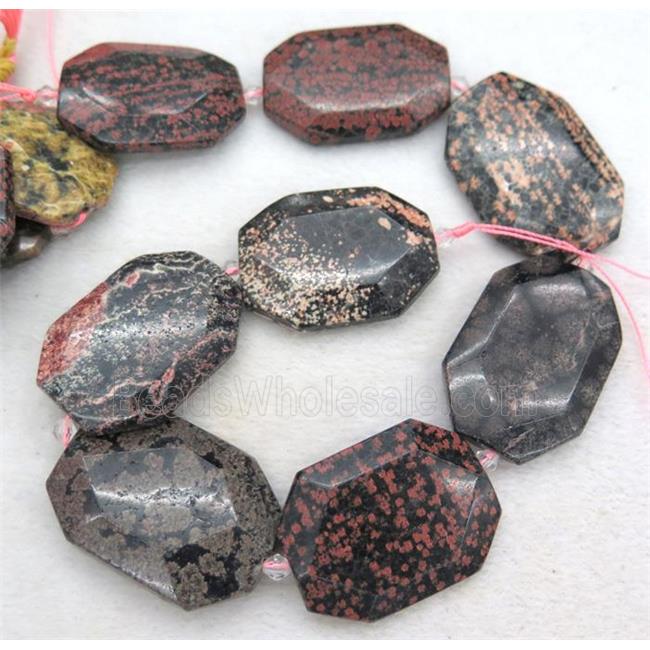 red snowflake jasper slice beads, faceted freeform