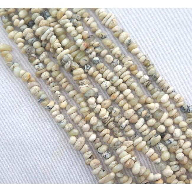 white Peruvian Moss Opal jasper chip beads, freeform