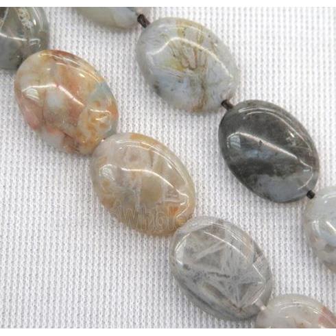 natural gray Bamboo Agate oval beads