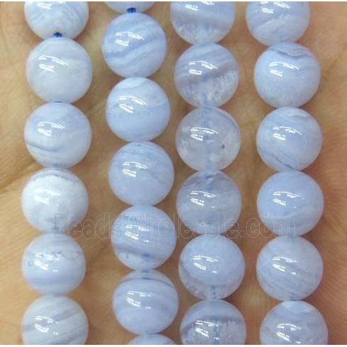 natural Blue Lace Agate Beads, round