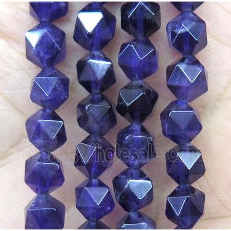 natural Amethyst beads cut round purple