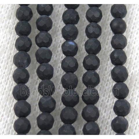 matte black agate beads, faceted round