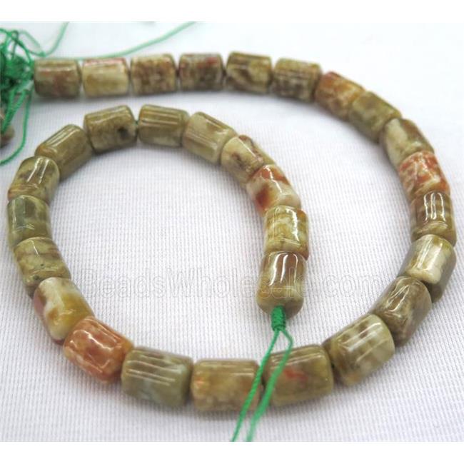 Green Serpentine Jasper beads, 3faces tube