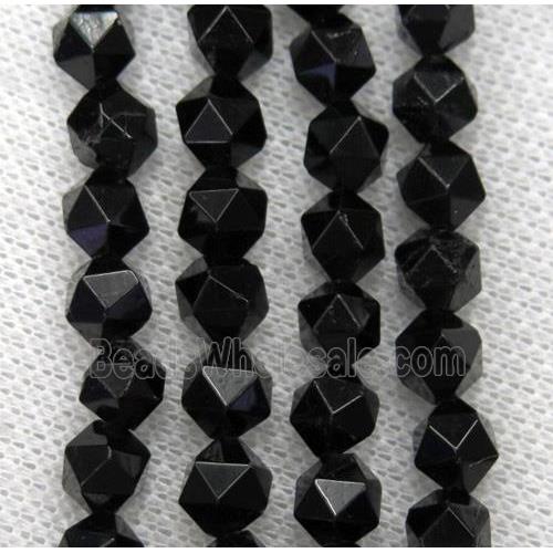 natural black tourmaline beads cut round