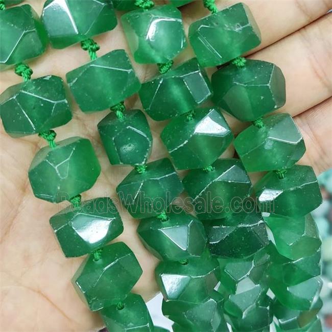 deepgreen jade nugget beads, faceted freeform, dye