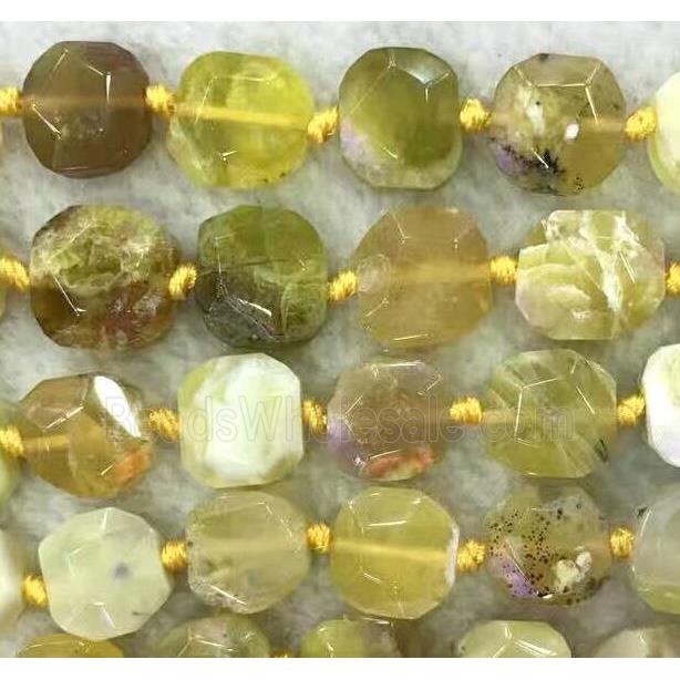 yellow Opal Stone beads, nugget, faceted square