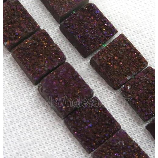 purple druzy Quartz beads, square