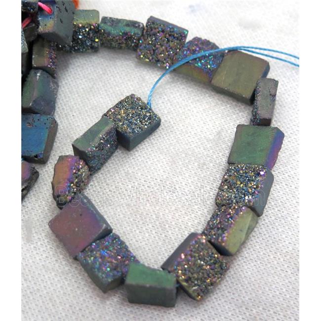 rainbow druzy Quartz beads, square