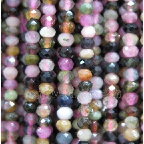 tiny Tourmaline beads, faceted rondelle, mix color
