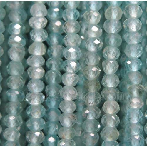 tiny Apatite beads, faceted rondelle, lt.blue