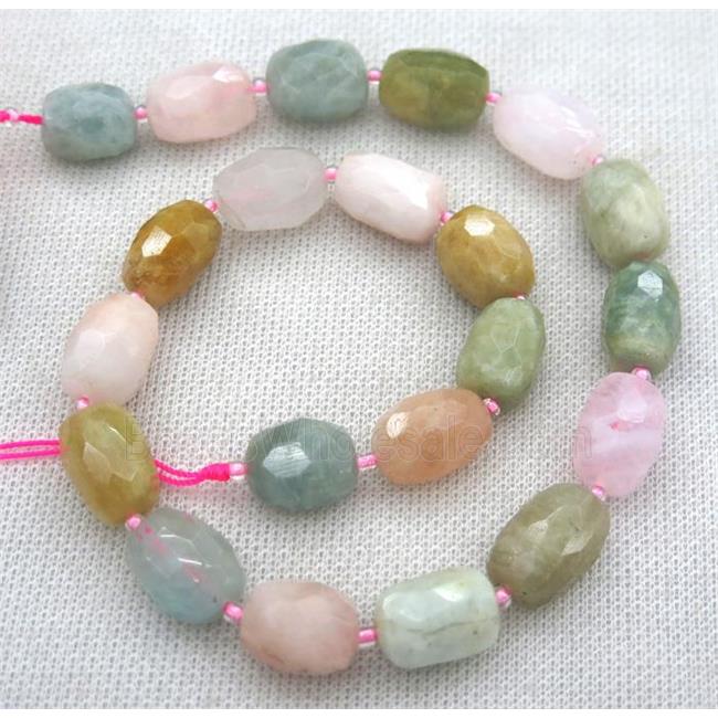 faceted beryl Morganite barrel beads, mix color