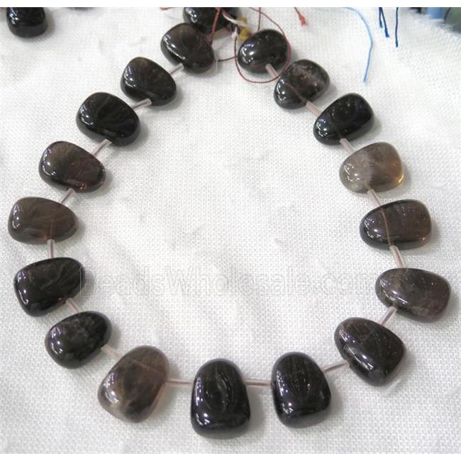 Smoky Quartz beads collar, teardrop, top-drilled