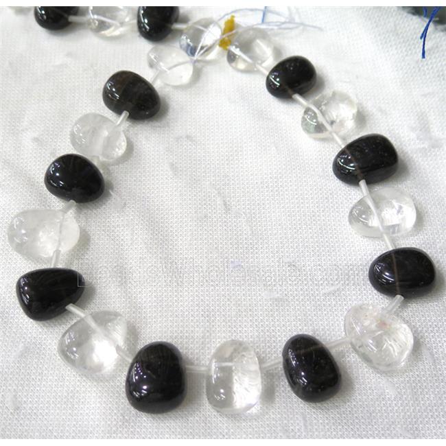 Clear Quartz and Smoky Quartz collar beads, teardrop, top-drilled