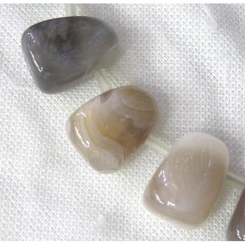 Botswana Agate beads collar, teardrop, top-drilled, gray