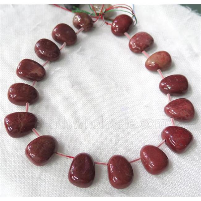Red Jasper collar beads, teardrop, top-drilled