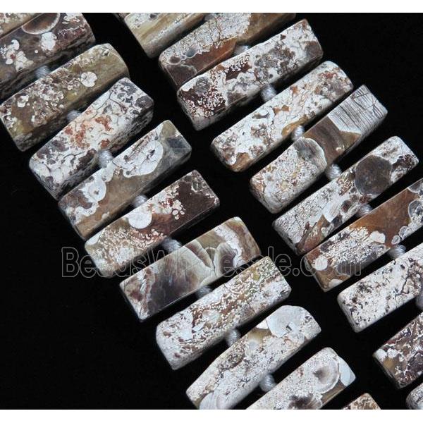 white Ocean Jasper collar beads, tube