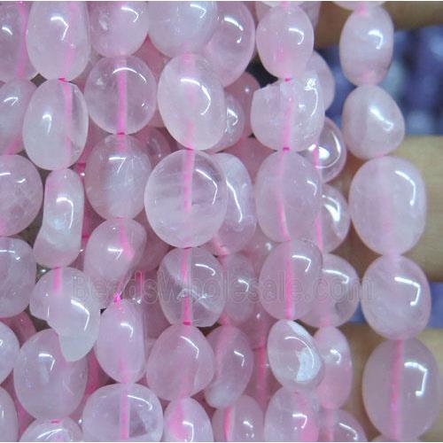 Rose Quartz chips bead, pink, freeform