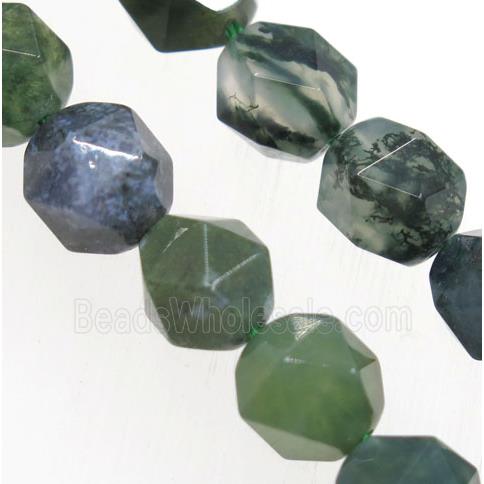 Green Moss Agate Beads Cutted Round