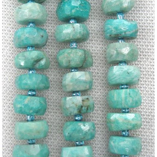 green Russian Amazonite bead, faceted rondelle