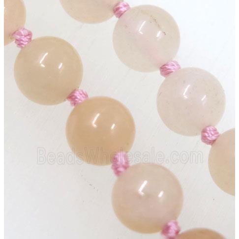round Pink Aventurine beads knot Necklace Chain