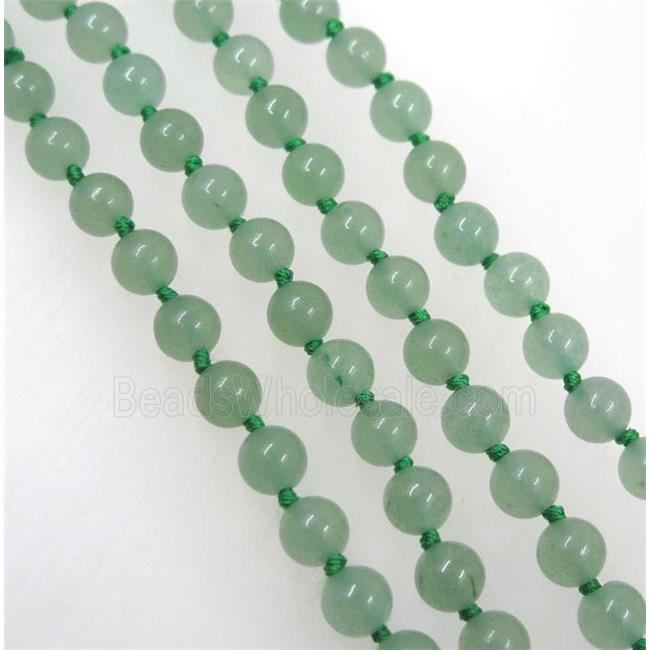 Green Aventurine beads knot Necklace Chain, round