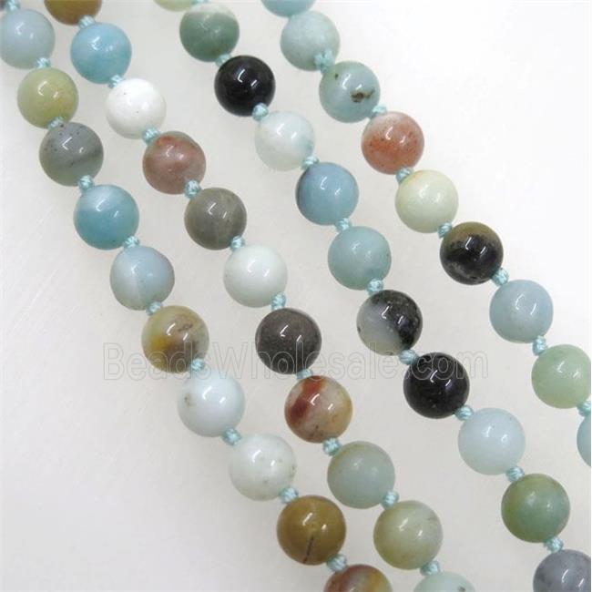 round Chinese Amazonite beads knot Necklace Chain