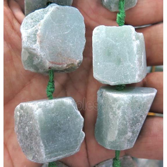 green Aventurine nugget beads, freeform, rough