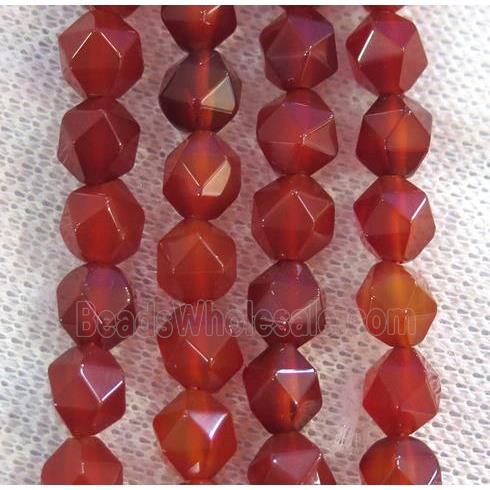 red agate beads ball, faceted round
