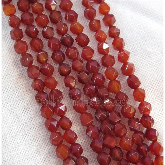 red agate beads ball, faceted round