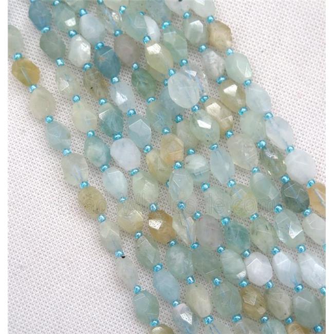 Aquamarine nugget beads, faceted freeform